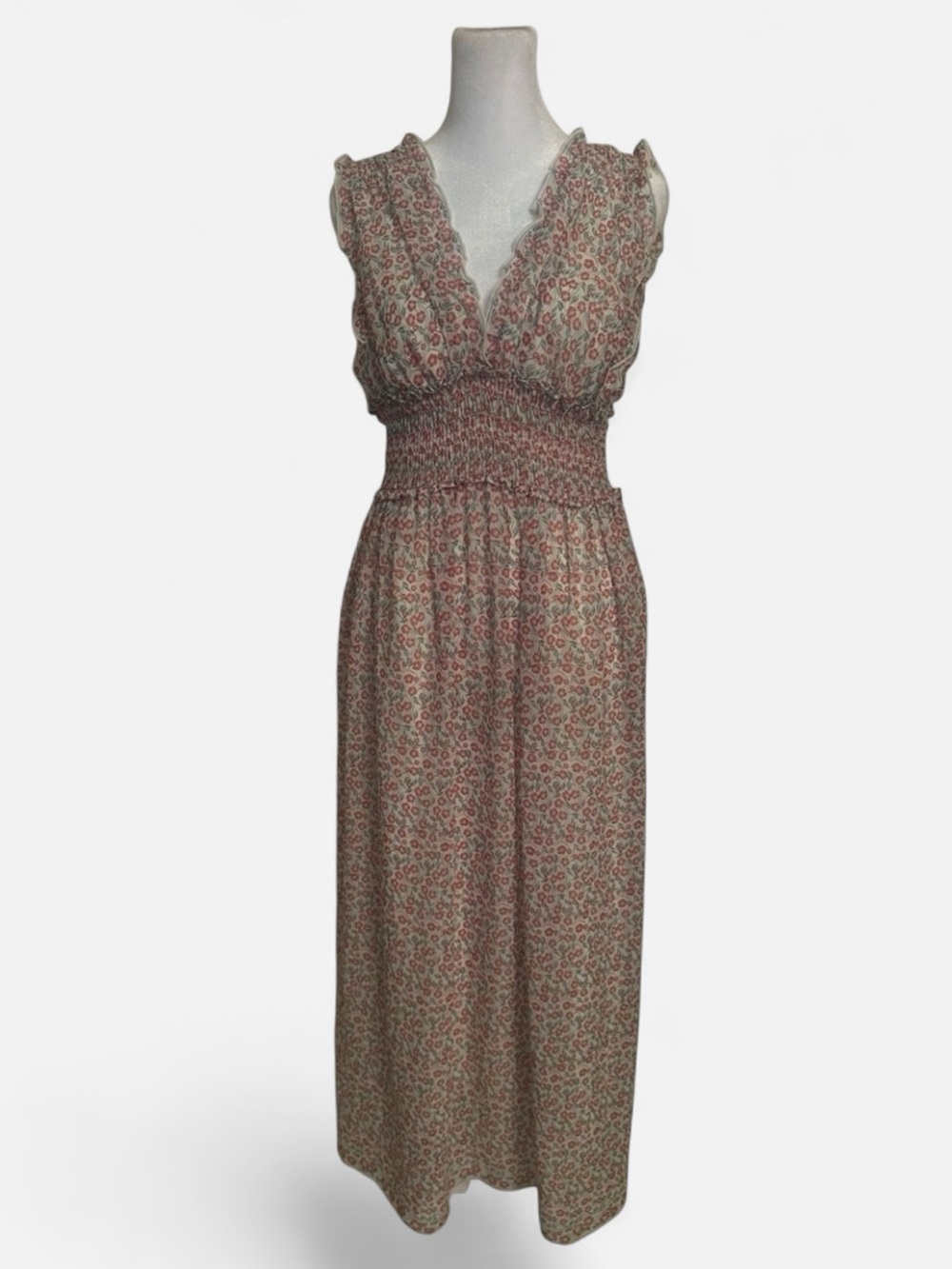 NWOT Max Studio Pink Floral Smocked Maxi Dress